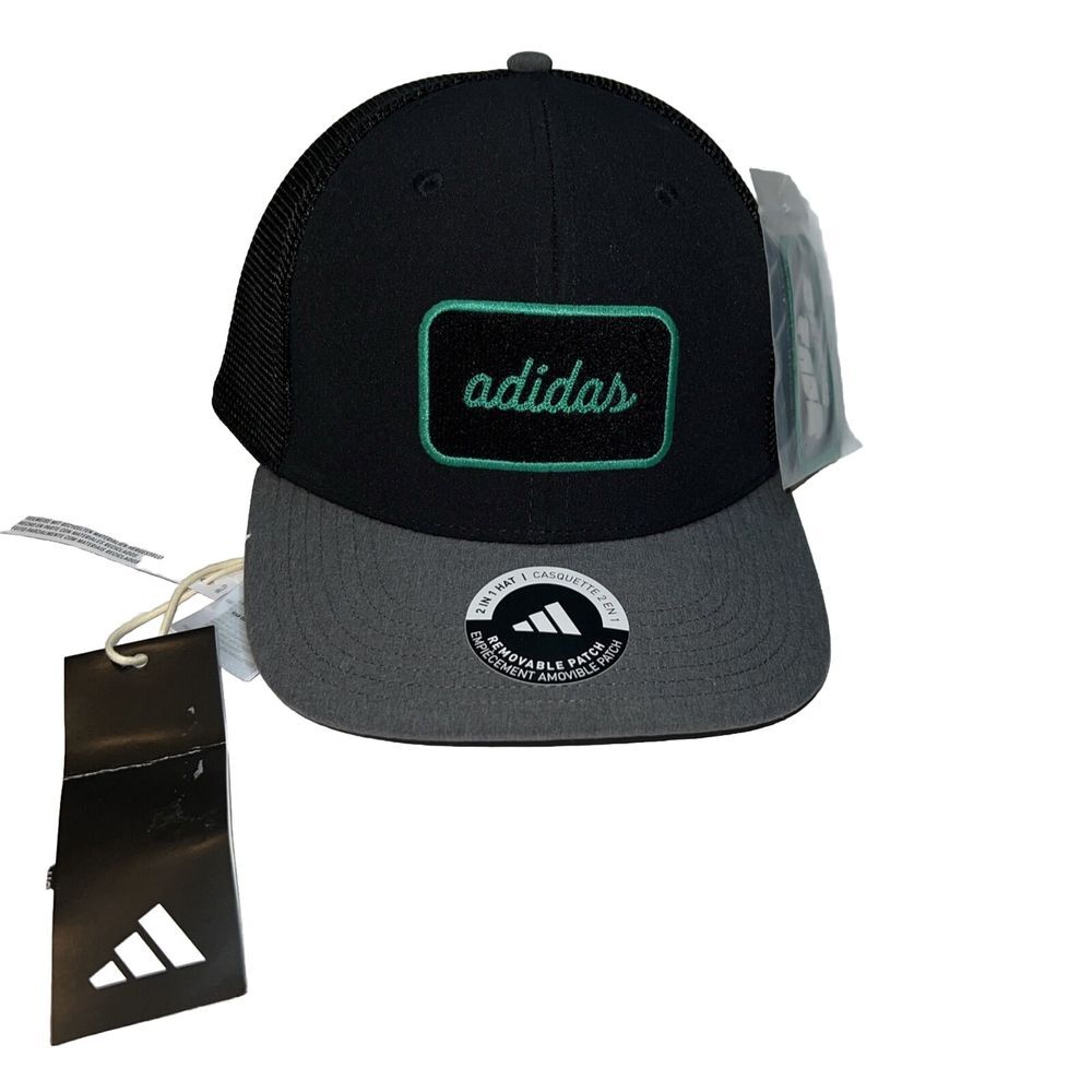 Adidas Men Hat Cap Sport Black w/ 2 patches snapback One Size